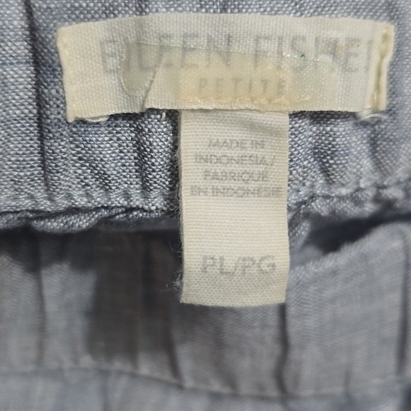 Eileen Fisher Petite Organic Linen Crop Pants Pale Blue Chambray PL - Picture 2 of 11